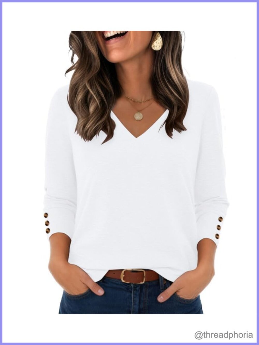Womens Long Sleeve V Neck Tunic Top Loose Fit Pullover Blouse